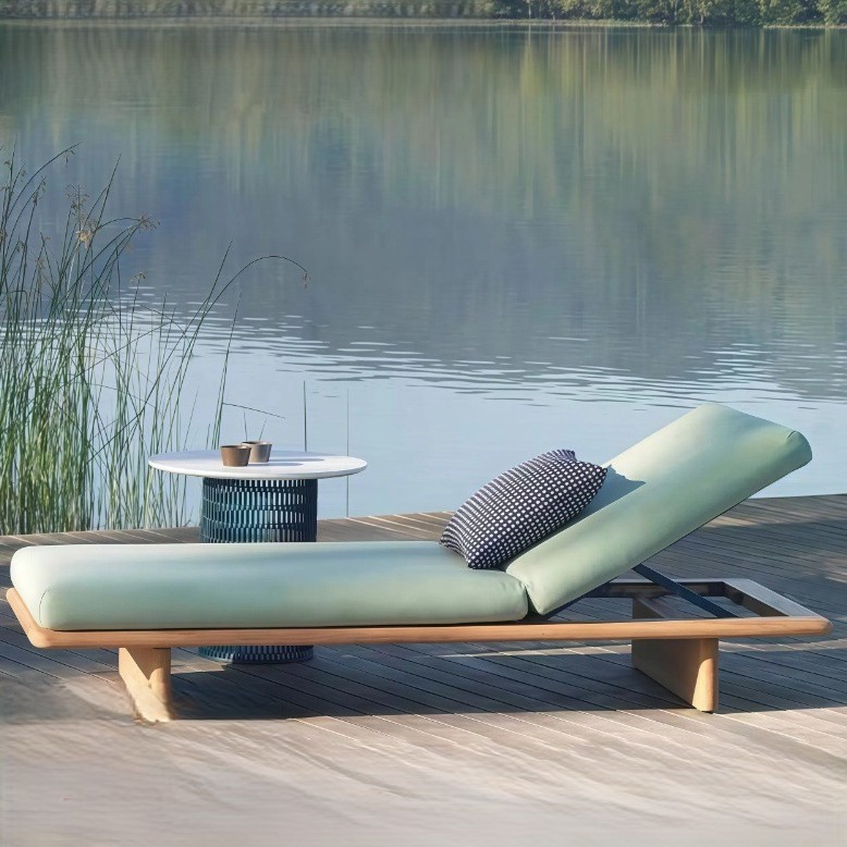Outdoor Furniture Teak Wood - Modern Villa Outdoor Custom Teak Bed