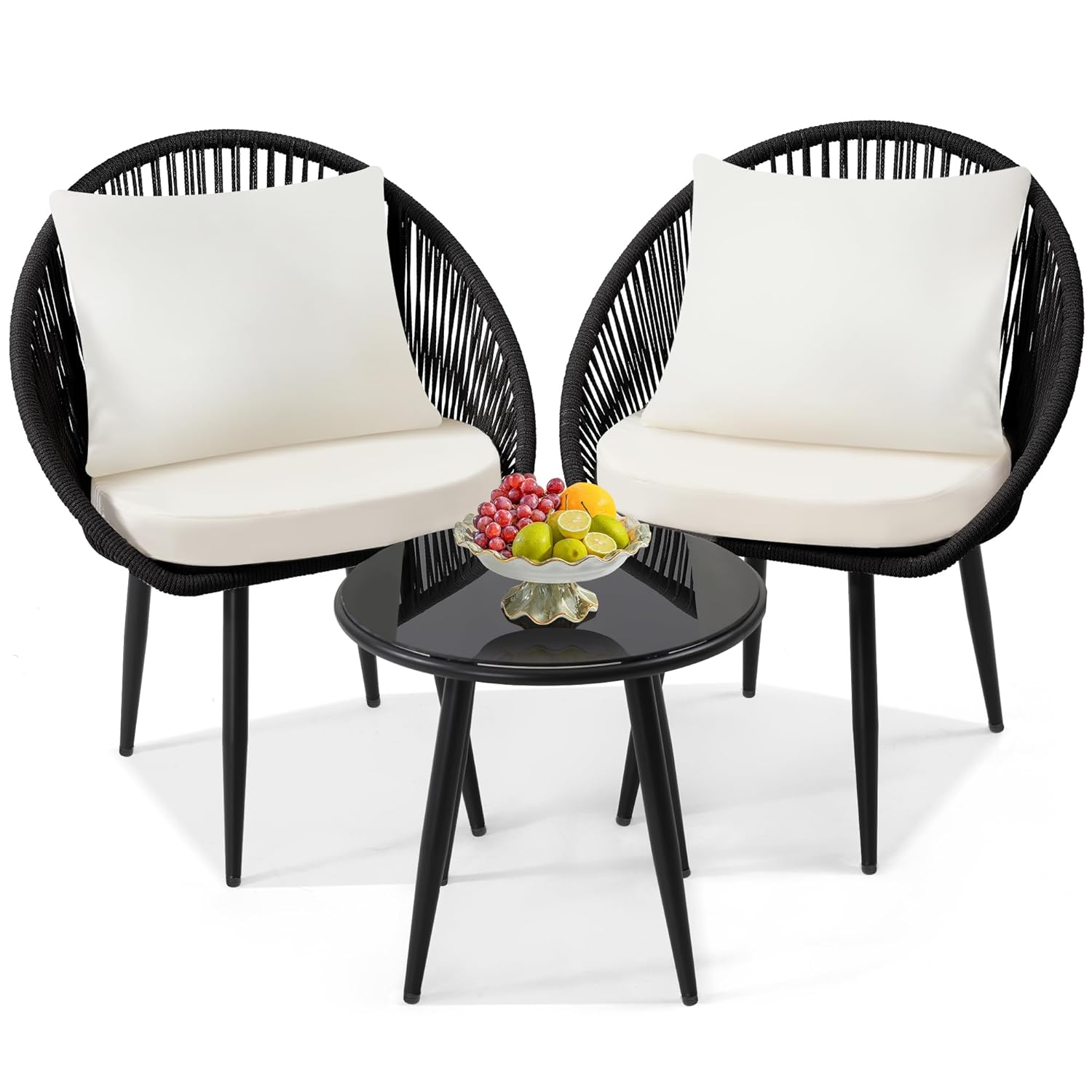 Outdoor Furniture Deals - 3 Pieces Bistro Set, Woven Rope