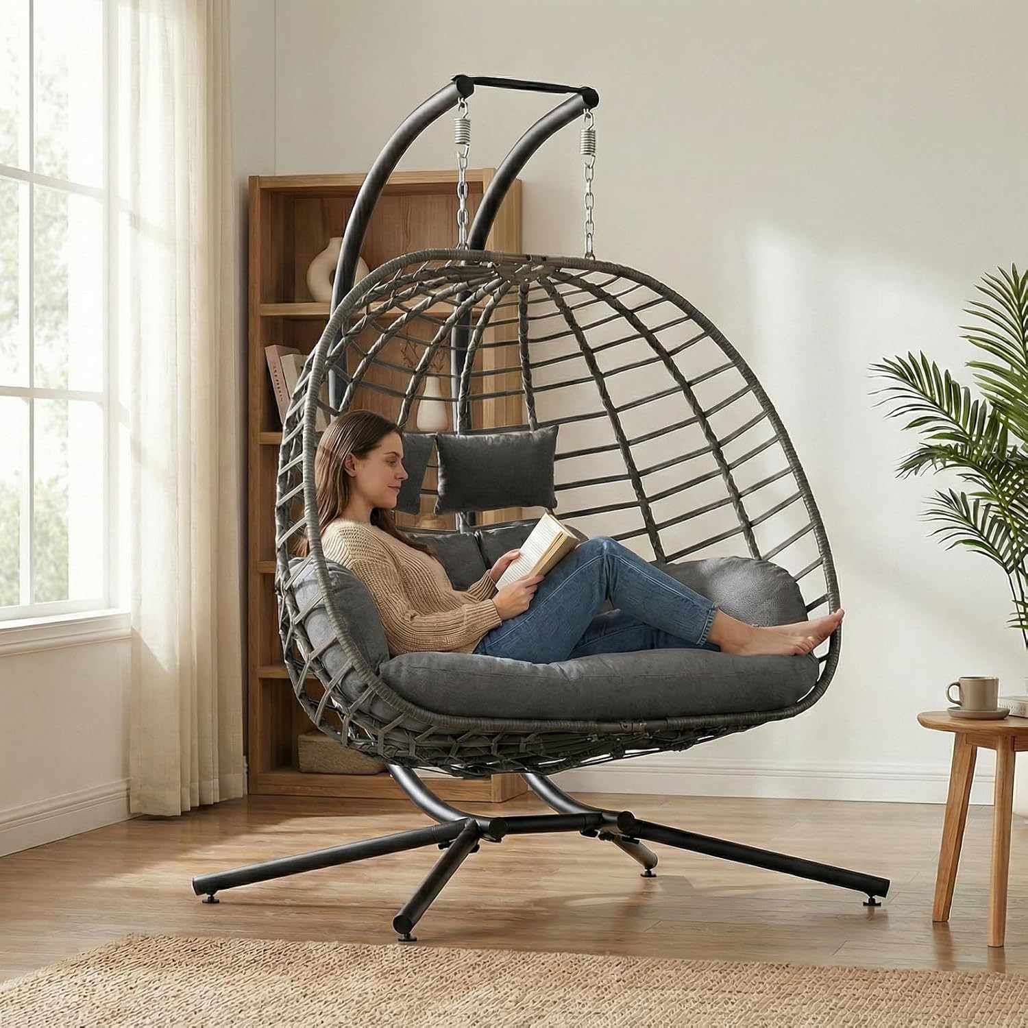 Hanging Egg Chair - 2 Person Egg Swing Chair with