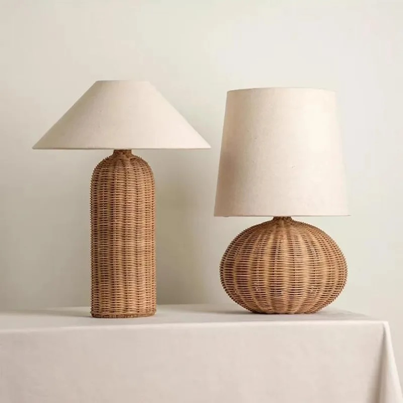 Outdoor Furniture Rh - Wabi-sabi Vintage Rattan Table Lamp Homelike