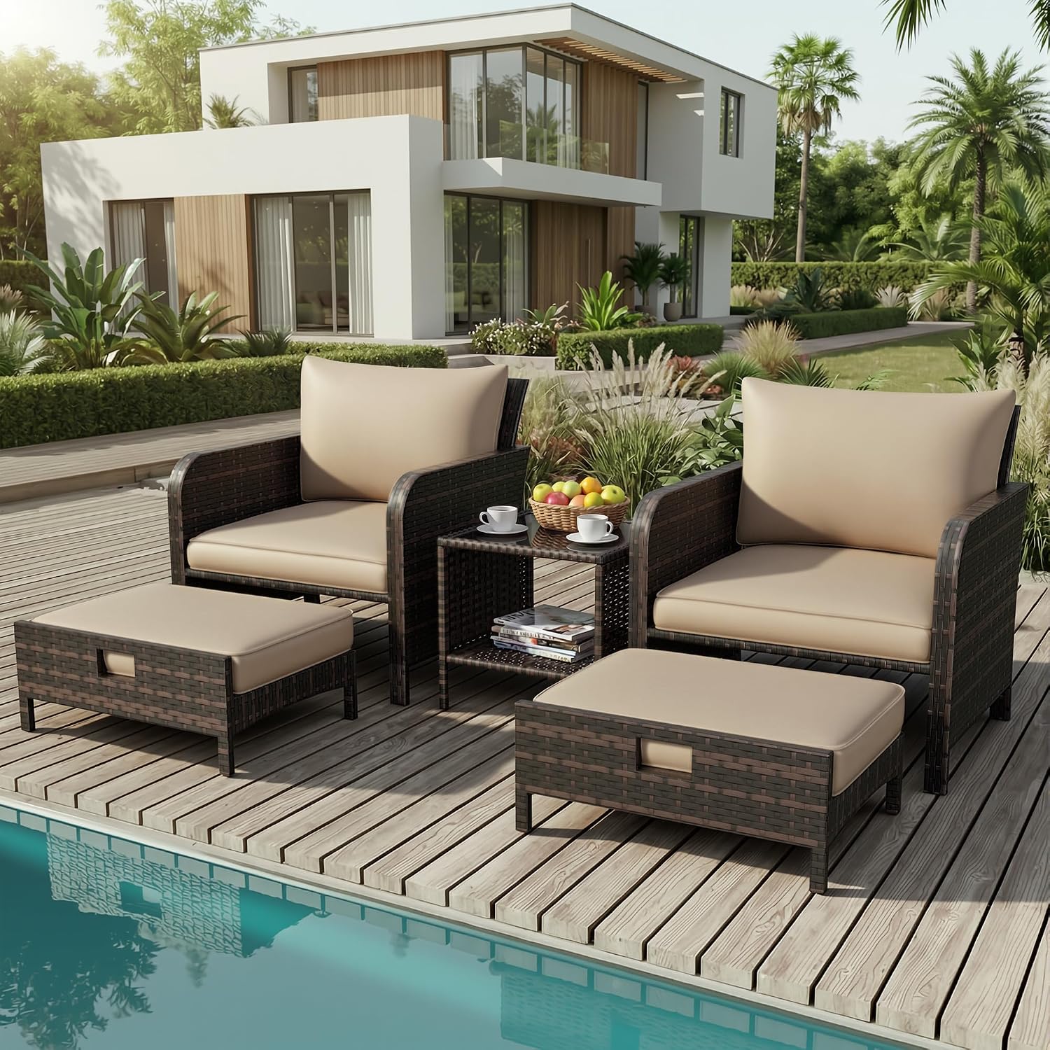 Outdoor Furniture Deals - Patio 5 Piece Conversation Furniture Set,