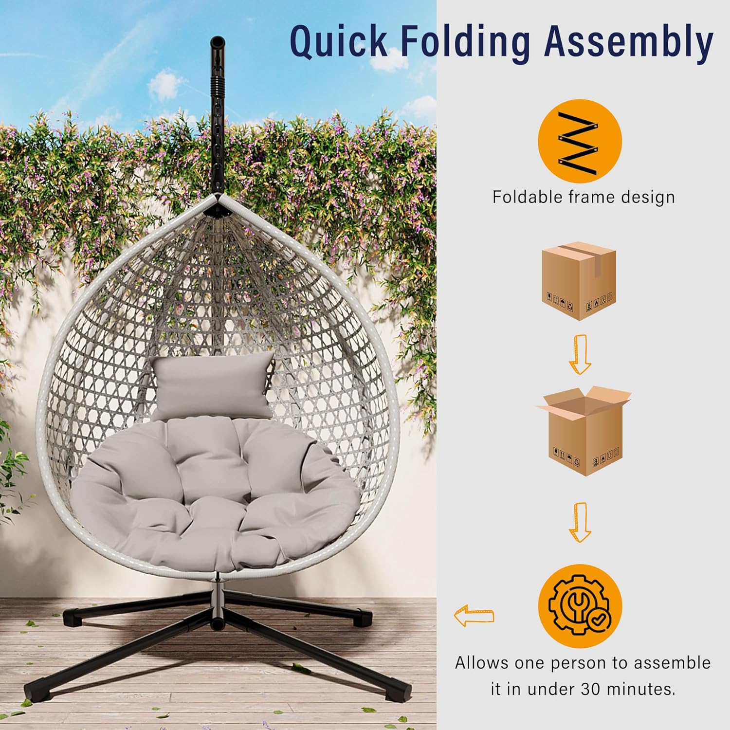 Foldable HDPE Rattan Hanging E - Hanging Egg Chair recension och pris