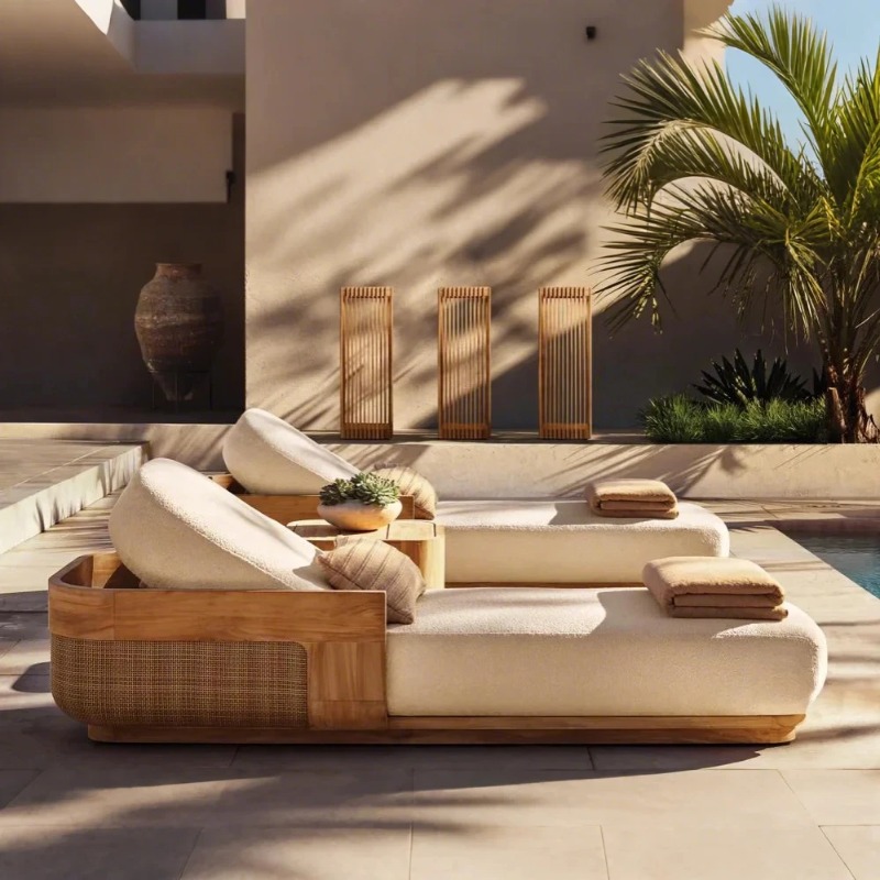 Sun Beach Lounge Chair & Daybe - Outdoor Furniture Teak Wood recension och pris