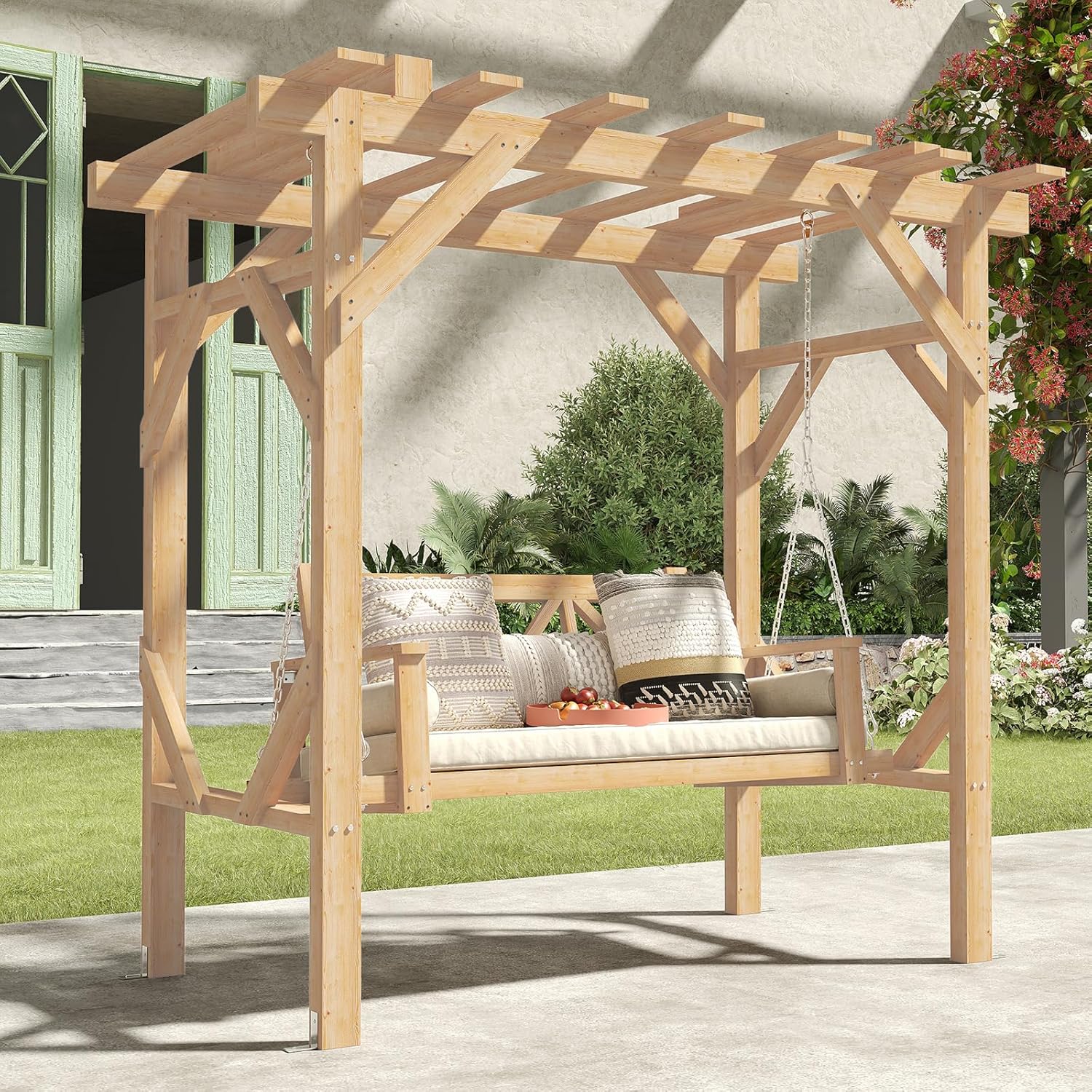 Cedar Wood Pergola Swing Bench - Hanging Egg Chair recension och pris