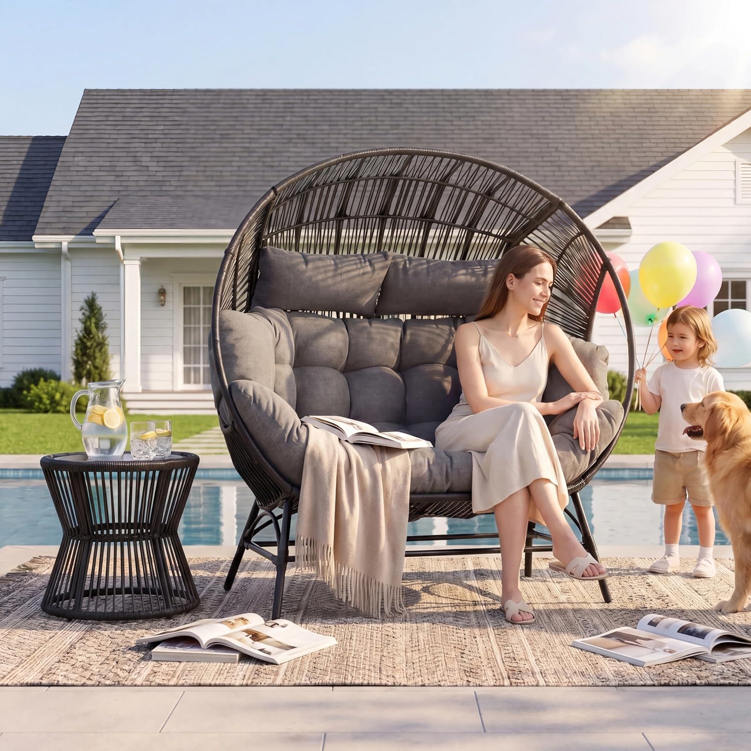 Outdoor Round Egg Chair with A - Hanging Egg Chair recension och pris