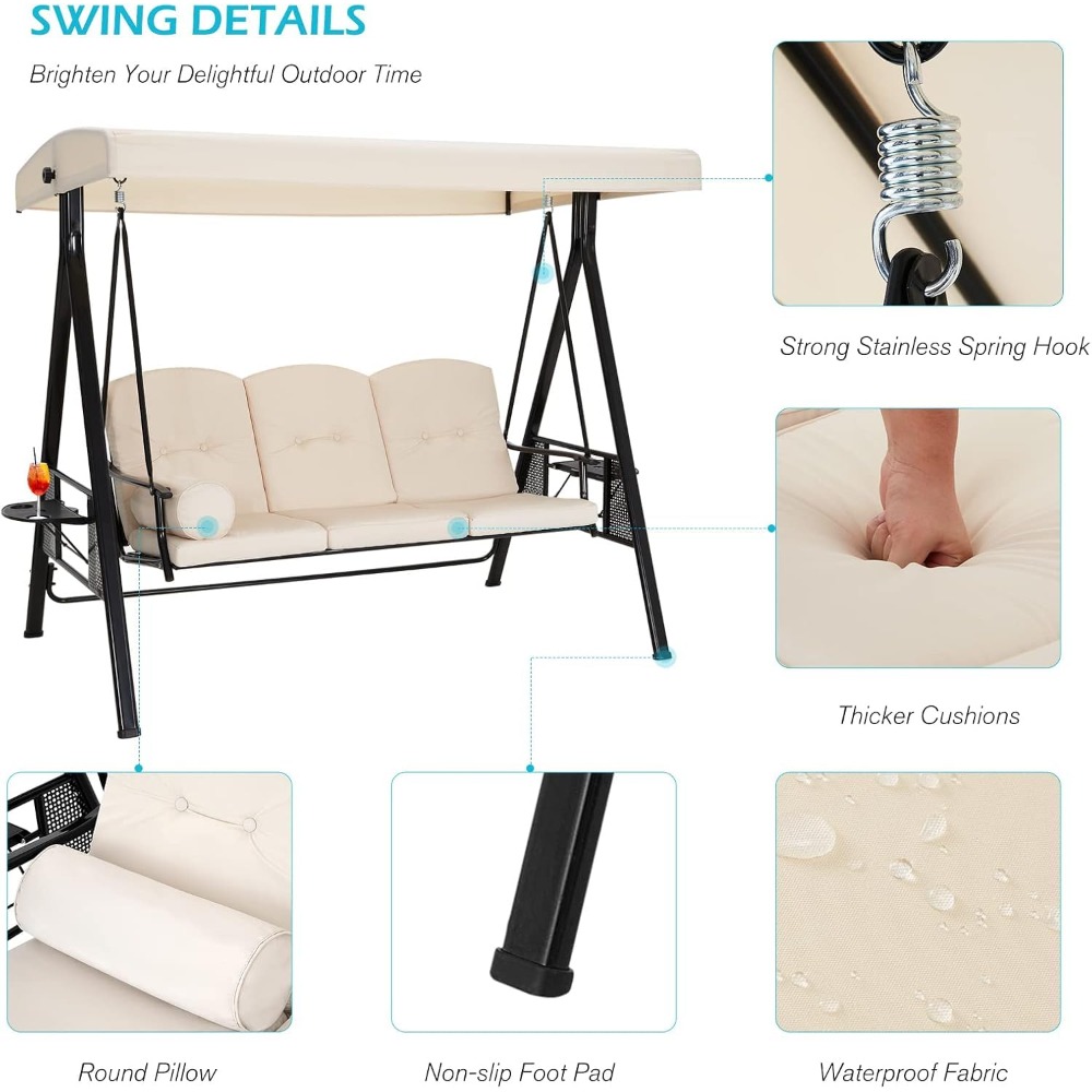 Outdoor Porch Swing, 3-Seat Po - Hanging Egg Chair recension och pris