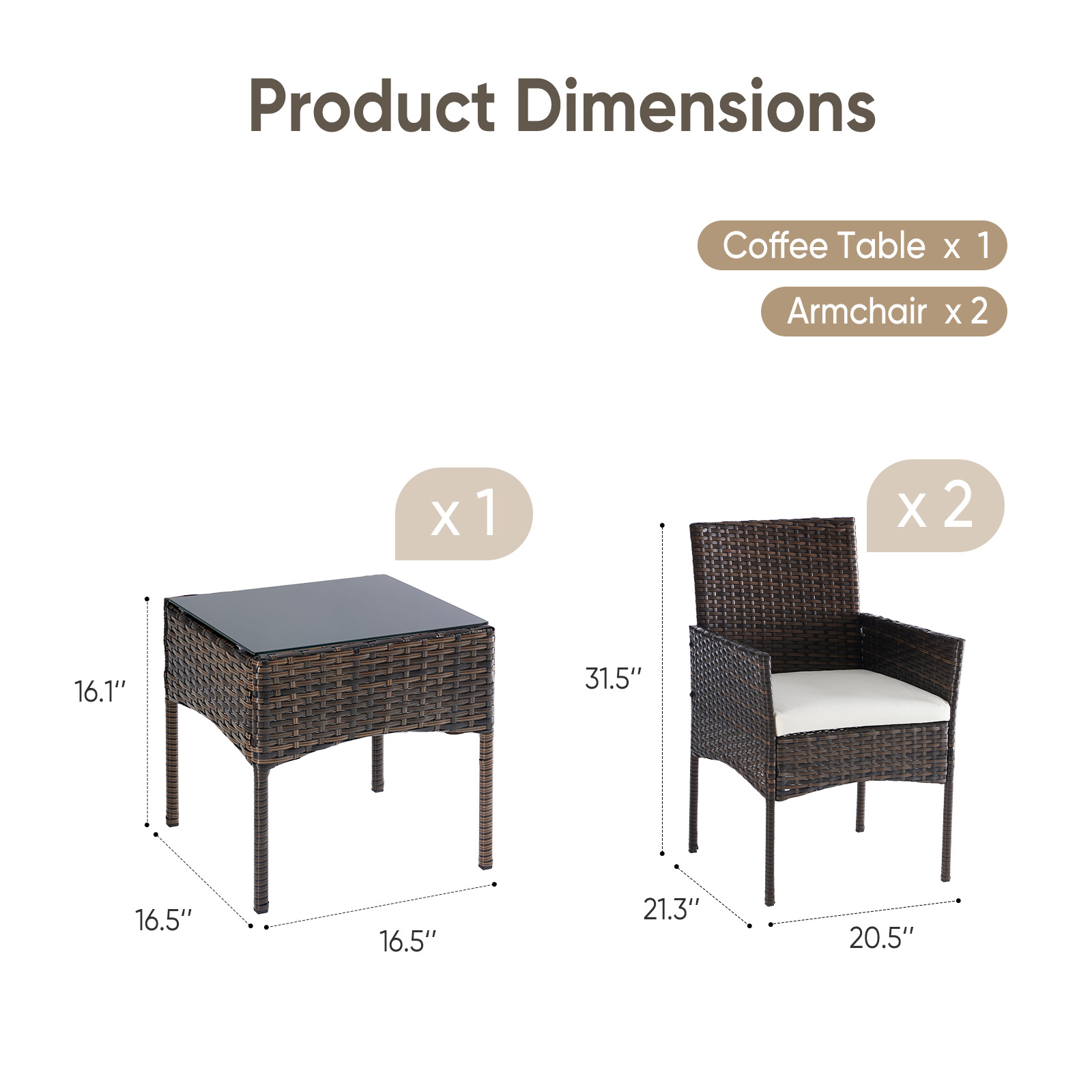 JHK Large Size 3 Pieces Outdoo - Outdoor Furniture Deals recension och pris