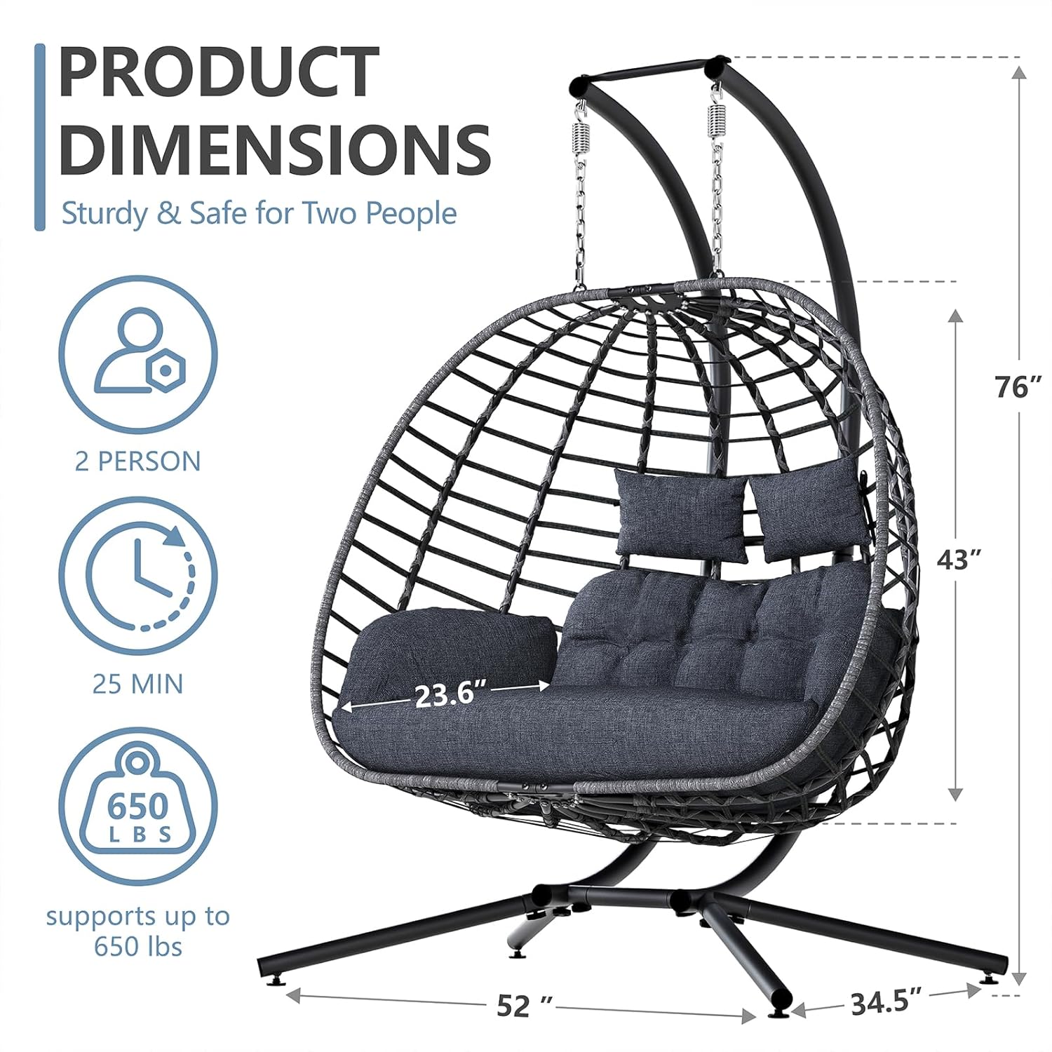 2 Person Egg Swing Chair with  - Hanging Egg Chair recension och pris